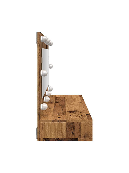 vidaXL Bathroom Mirror Led made of Plastic with Shelf & Cabinet 90x31.5cm Brown