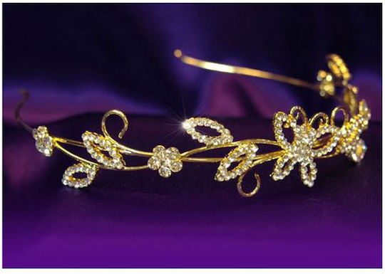 Vergoldete Tiara Kristallschmetterlinge Jazzy Durchmesser 15 cm Höhe 3,5 cm