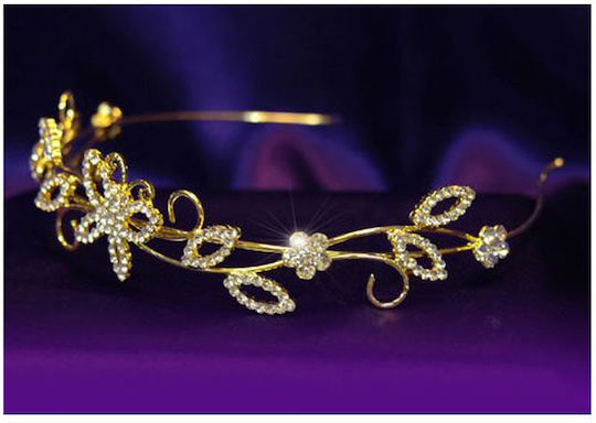 Vergoldete Tiara Kristallschmetterlinge Jazzy Durchmesser 15 cm Höhe 3,5 cm
