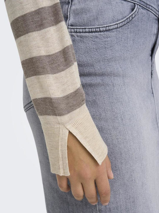 Damen Pullover Gestreift Braun