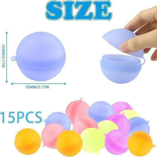 Reusable Water Balloons 5.5cm Set of 15 Pool Toys