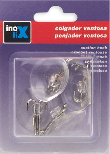 Inofix Άγκιστρο Μπάνιου Μονό με Βεντούζα ​3.5x3.5cm Ασημί