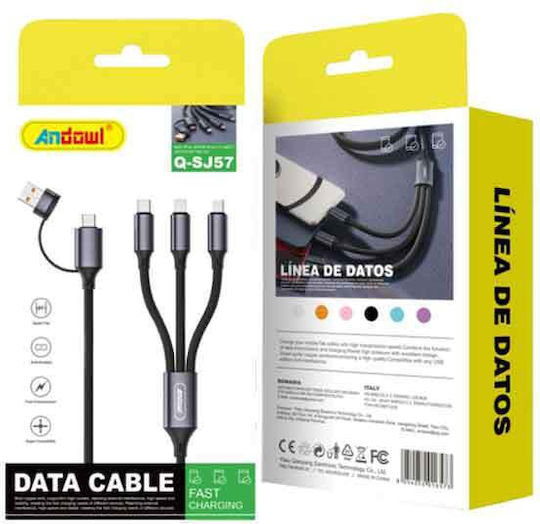 Andowl Καλώδιο Data Fast Charging Usb-a/type-c Type-c Lightning Micro Usb Q-sj57