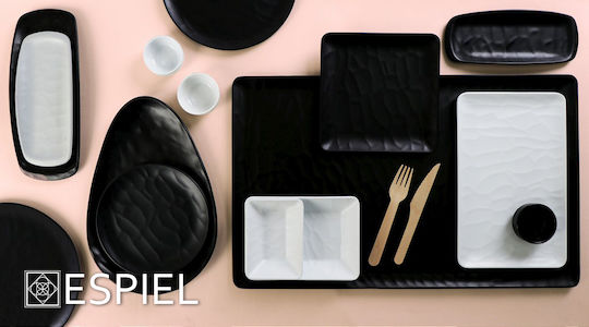 Espiel Wavy Matte Πιάτο Ρηχό από Μελαμίνη Matte Black με Διάμετρο 22cm