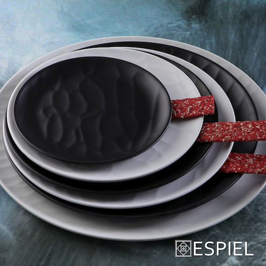 Espiel Wavy Matte Teller Untiefe aus Melamin Matte Black mit Durchmesser 17cm