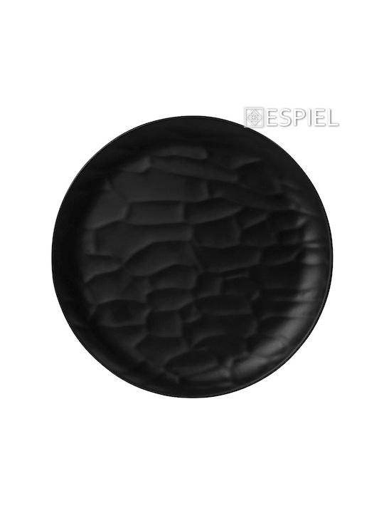 Espiel Wavy Matte Plate Shallow made of Melamine Matte Black with Diameter 17cm