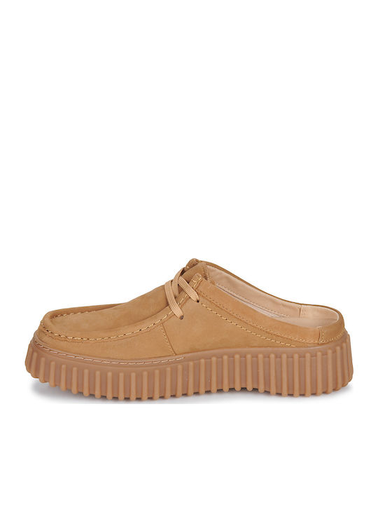 Torhill Suede Mules with High Heel in Beige Color