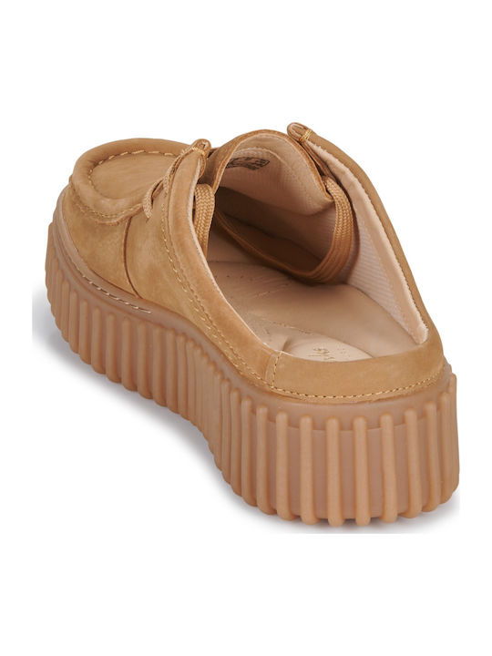 Torhill Suede Mules with High Heel in Beige Color