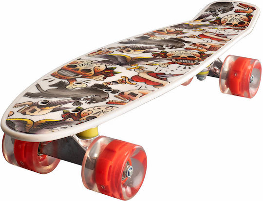 Action One Komplettes Penny Board Happy Skull 56 x 15 cm LED-Rollen