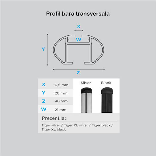 Bare transversale Menabo Tiger Silver XL pentru Honda Civic IX Tourer 2013-2015