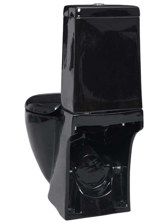 vidaXL Floor-Standing Toilet Bottom Siphon with Flush Black