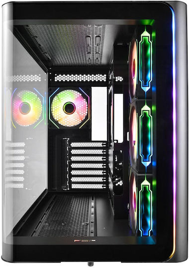 FSP/Fortron M580 Gaming Midi Tower Κουτί Υπολογιστή με Πλαϊνό Παράθυρο και RGB Φωτισμό Μαύρο