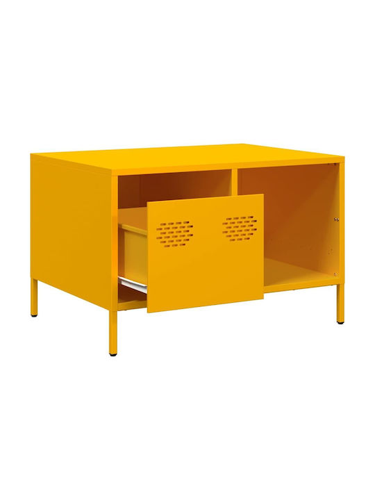 Rectangular Central Metal Coffee Table with Drawers Yellow Mustard W68.5xL50xH43.5cm