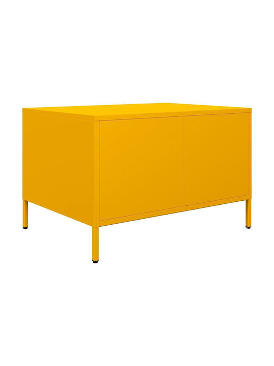 Rectangular Central Metal Coffee Table with Drawers Yellow Mustard W68.5xL50xH43.5cm