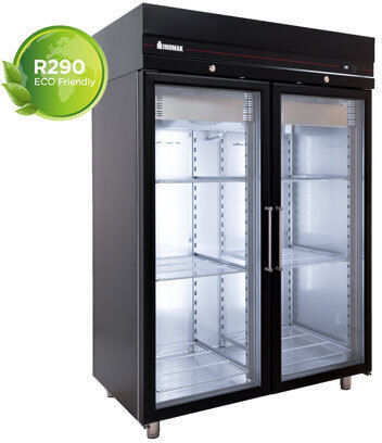 Inomak Frigider comercial cu cameră Negru cu 2 Cu geamuri uși L144xA90.5xÎ210cm Prunus