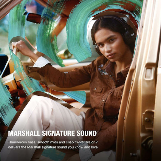 Marshall Major V Ασύρματα / Ενσύρματα On Ear Ακουστικά με 100 ώρες Λειτουργίας και Quick Charge Καφέ