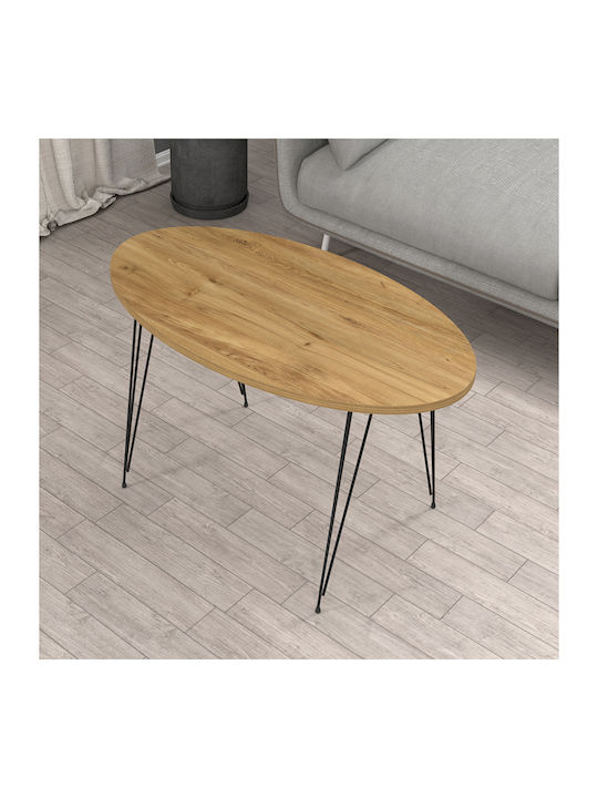 Oval Coffee Table Granit Wooden Natural Wood L90xW50xH42cm.