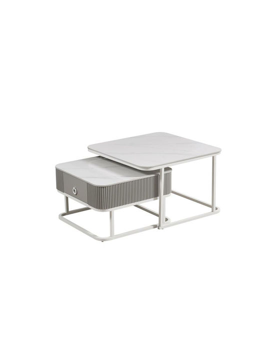 Square Side Table Wooden White L70xW70xH45cm.