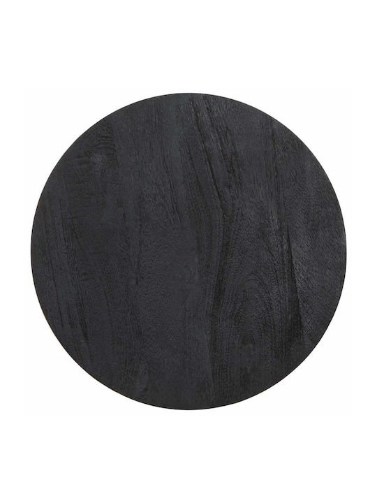 Round Side Table from Solid Wood Black Velvet-Black Metal L40xW40xH40cm.