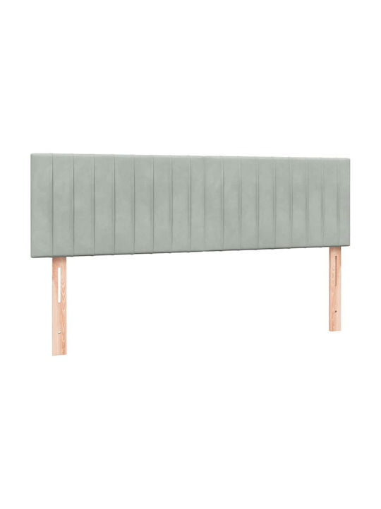 Pat Dublu Tapitat cu Material Gri Deschis cu Plăci și Saltea 160x210cm