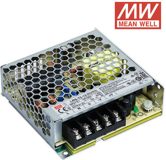 Mean Well Ρυθμιζόμενο Τροφοδοτικό LED IP20 Ισχύος 72W με Τάση Εξόδου 12V 2τμχ