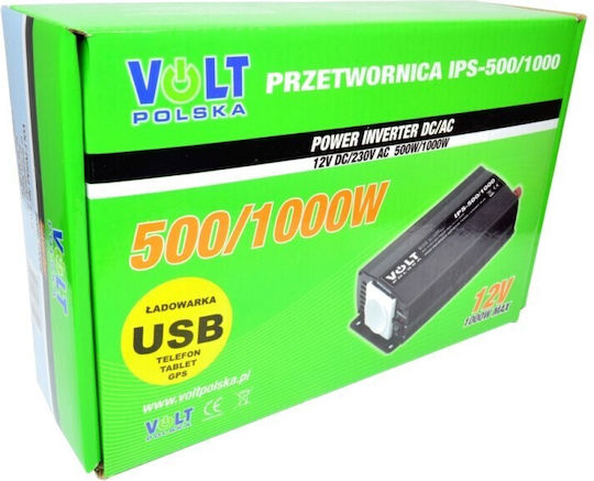 Volt Polska Invertor Auto Modificat Sine Wave 1000W pentru Convertirea 12V DC în 230V AC