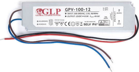 MPL LED Захранване Водоустойчиво IP67 Мощност 100W с Изходно Напрежение 12V