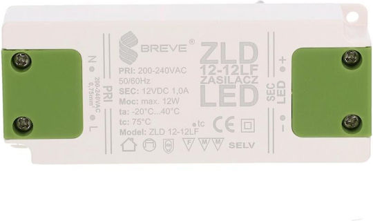 Breve Τροφοδοτικό LED IP20 Ισχύος 80W με Τάση Εξόδου 12V