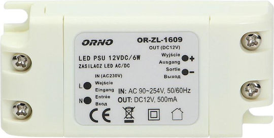 Orno LED-Netzteil IP20 Leistung 6W mit Ausgangsspannung 12V