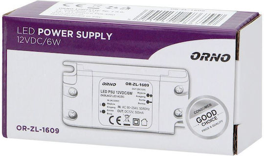 Orno LED-Netzteil IP20 Leistung 6W mit Ausgangsspannung 12V