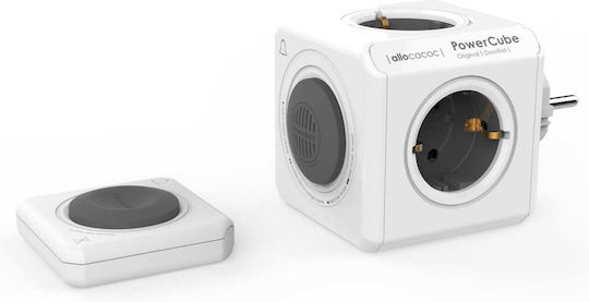 Allocacoc PowerCube Extended Doorbell Set Wireless Doorbell Compatible with Alexa Gray