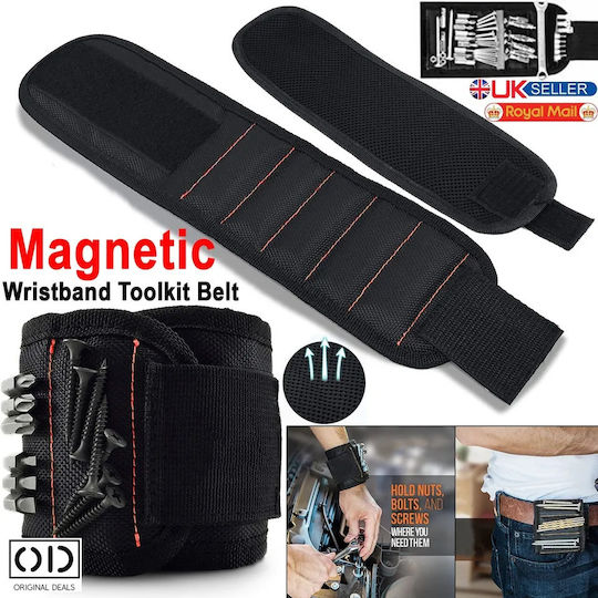 Brățară Magnetică pentru Ținut Șuruburi Cuie Ancore 15 Magneți Neodim Puternici Reglabilă Neagră Oferte Originale