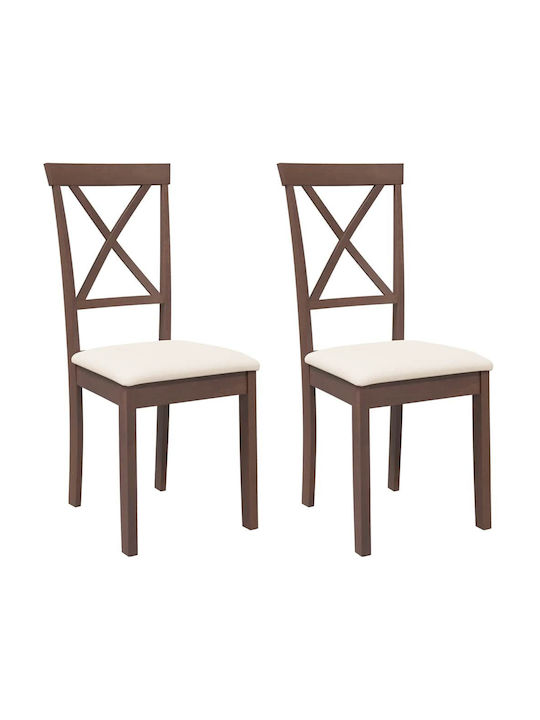 Dining Room Wooden Chair Coffee 42.5x53.5x94cm 2pcs