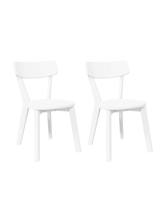 Dining Room Wooden Chair White 47.5x53x79.5cm 2pcs