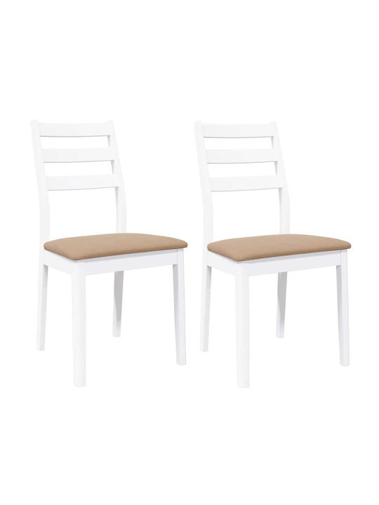 Dining Room Wooden Chair White 48.5x49x90cm 2pcs