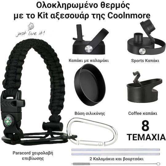 Cool'NMore Μπουκάλι Θερμός Ανοξείδωτο BPA Free 355ml Jet Black