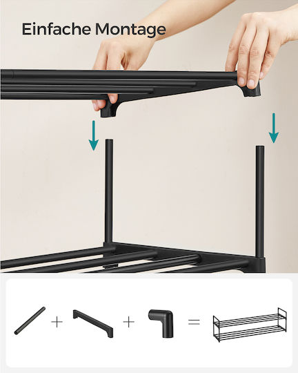 Plastic Shoe Organizer Black 116x30x55cm