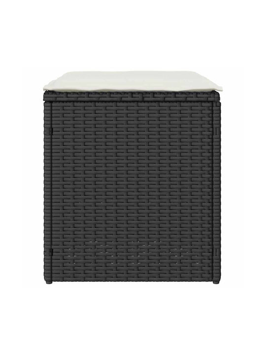 Garden Stool Cube for Outdoor Rattan with Cushion Black 2 Pieces 40x40x43cm