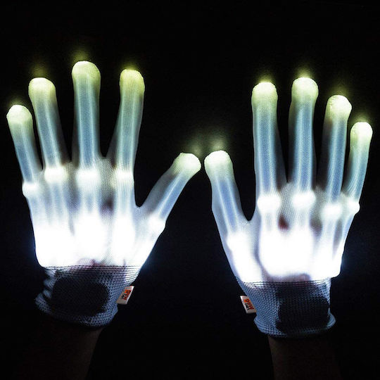 Led Karneval Handschuhe Weiß für Halloween 1Stück