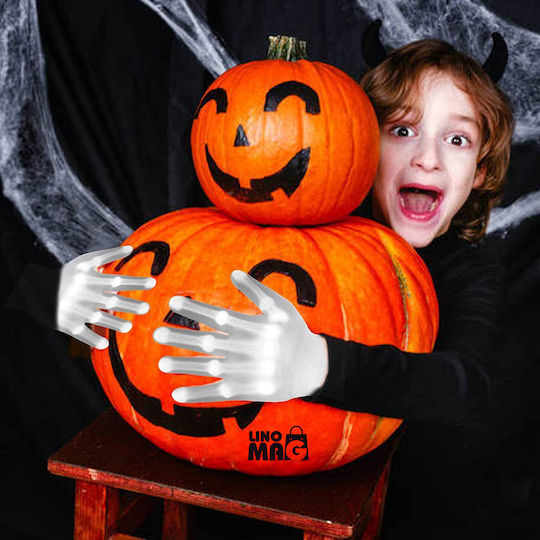 Led Karneval Handschuhe Weiß für Halloween 1Stück