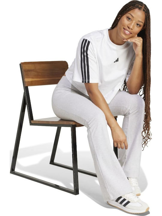 Essentials 3-Stripes Bluza Damă Bumbac Mâneci Scurte Albă