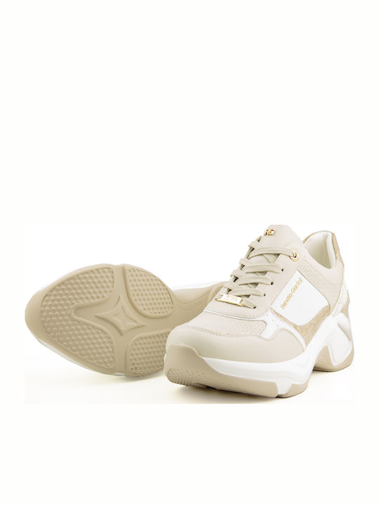 Sneakers Chunky Pentru Femei White Stamp / Gri Deschis / Auriu