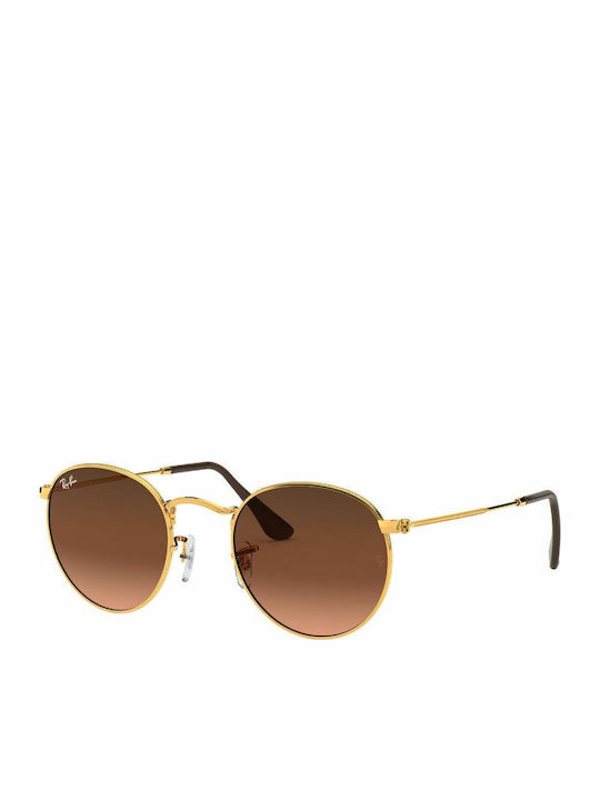 Ray Ban Round Metal Unisex Sunglasses with Gold Metal Frame and Brown Gradient Lens RB3447 9001/A5