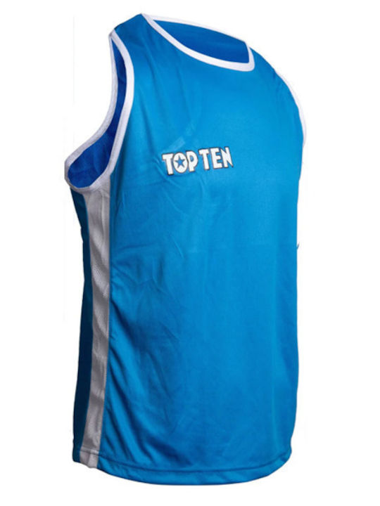 Top Ten Singlet Aiba 1929 Ανδρική Αμάνικη Μπλούζα Μπλε για Boxing Μπλε