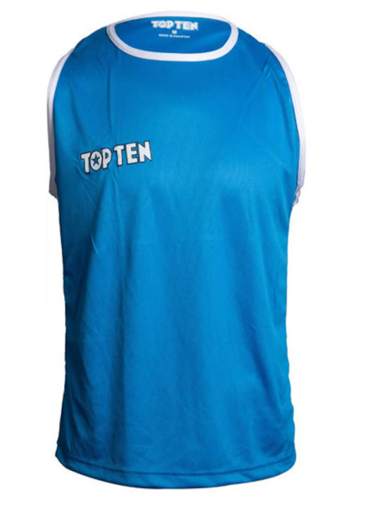 Top Ten Singlet Aiba 1929 Ανδρική Αμάνικη Μπλούζα Μπλε για Boxing Μπλε
