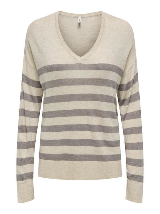 Damen Pullover Gestreift Braun