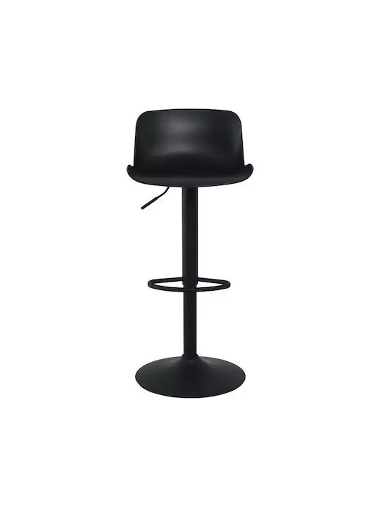 Stool Bar Moss with Back & Adjustable Height Black Velvet-Black Metal 44x45x58cm