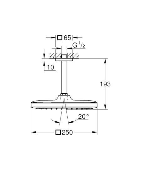Grohe Tempesta 250 Cube Капаче за душ 19.3см
