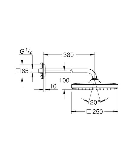 Grohe Tempesta 250 Cube Τετράγωνη Κεφαλή Ντουζ