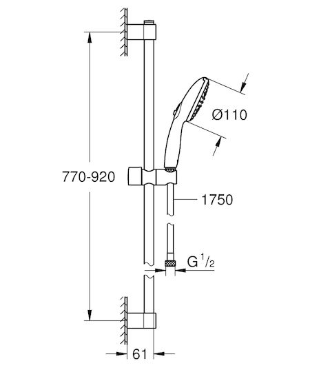 Grohe Tempesta 110 Bară de duș cu telefon și spirală